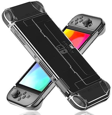 [Verbesserte Version] Dockable transparente Hülle für Nintendo-Switch OLED 2021, FANPL Schutzhülle für Switch-OLED und Joy-Con-Controller – stark und langlebig, fällt nicht leicht ab (schwarz)