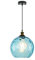 HJXDtech Industrielle Vintage Pendelleuchte mit 20cm Buntem Glaskugel Lampenschirm in Wasserwellen, Antike Bronze E27 Loft Bar Deckenleuchte Hängelampe (Blau)