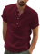 YAOBAOLE Chemise Lin Homme Manches Court Chemises Vin Rouge pour Hommes Chemisette Col Mao Homme Casual T Shirt Vetement Été pour Hommes Vin Rouge XL