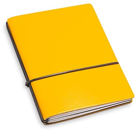 X17- A7 Terminplaner/Organizer 2024-2025 | 18-Monats-Kalender | gelb, recyceltem Leder. Austauschbare Hefte: Wochenkalender Classic, Made in Germany.