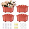 ORIMERC Lot de 4 Pots de Fleurs muraux en Plastique de Style rétro - 25 cm - pour Balcon, clôture, Jardin, extérieur, intérieur - Rouge Brique