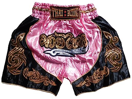 Short de sport junior, rose, pour la boxe Muay Thai, le kickboxing, idéal pour les garçons et les filles (enfants), parfait pour la gym, le sport et le fitness, Rose, 10-12 ans