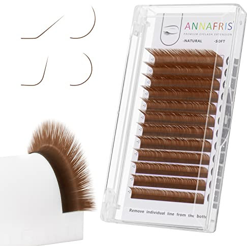 ANNAFRIS Extension De Cils Marron Brun Colorés Individuel 0.07 D 8-15mm Mix Classique Cils à Cils Colored Eyelashs Extentions Faux Cils(Brown,0.07 D MIX)