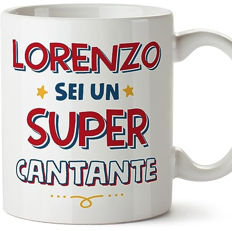 Mugffins Tazza Personalizzata in ceramica per CANTANTE uomo 11 oz / 350 ml - In italiano - Sei Super - Idea regalo per compleanno, anniversario, natale, laurea