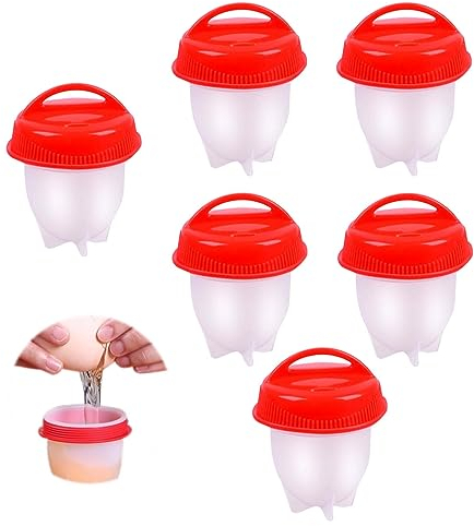 MUNSKT 6 hervidores de huevos, olla de huevos de silicona antiadherente, sin desorden, molde para hervir huevos sin concha, herramientas de cocina de desayuno rápido, uso diario