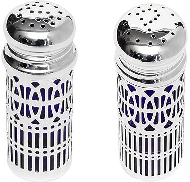 Brillibrum Design Salz und Pfefferstreuer versilbert Metall Gewürzstreuer Fein Salzstreuer Silber Streuer 2er Set (Variante 3: 9 x 4 cm (HxØ))