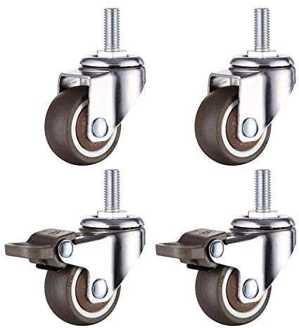 Möbelrollen M8, Rollen für Röbel M8, M8 Rollen 2 Rollen ohne Bremse + 2 Rollen mit Bremse, Schwerlastrollen M8, Lenkrollen mit M8 gewinde 4er set
