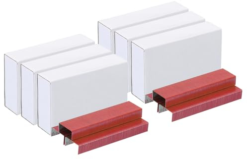 PATIKIL Heftklammern für Bürohefter, 6er Pack (1000 Stück pro Packung), 26/6 Standard, 1/4 Zoll Länge, störungsfrei für Bürobedarf, rot
