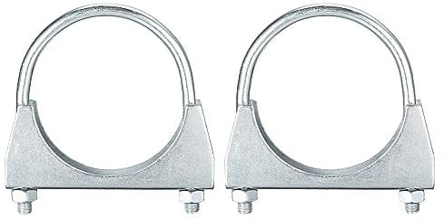 sourcing map Muffler U-Bolt Clamps for 80mm(3-1/8) Diameter Exhaust Tail Pipe, 2pcs Exhaust U Clamp Saddle Type U-Bolt Clamps