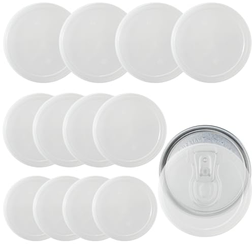 12 Pièces Couvercles de Conserve Kit, Réutilisables Couvercle Universel en 3 Tailles Différentes, Couvercle en Conserve en Plastique Transparent pour Stockage des Aliments, Animal Domestique Peut