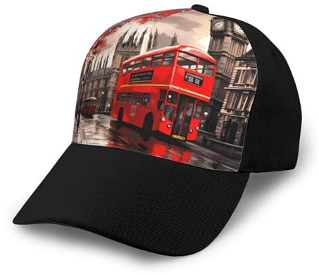 DHNBLQDP Red London Street Printed Baseball Cap Dad Hat Unisex Adjustable Trucker Cap Sun Hat, Red London Street, One size
