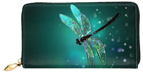 LKLDDPZB Galaxy Animal Libelle Print Lange Leder Clutch Wallet - Modisch Schick und Langlebig Geldbörse mit Full Double Side Print Design, Schwarz , Einheitsgröße