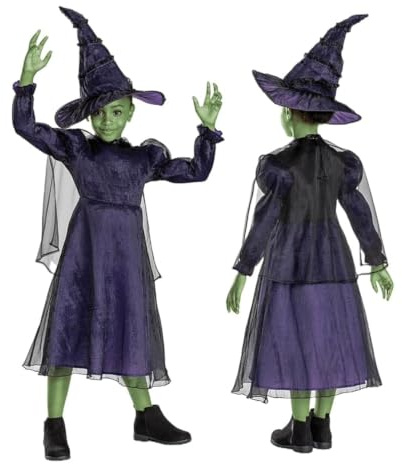 Wicked Elphaba barnkostym, officiellt licensierad av Disguise, bekväm passform och detaljerad design, S 5 till 6