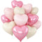 Pink White Heart Balloons,12Pcs Baby Pink Cream White Heart Shaped Foil Balloons,18Inch Light Pink Sand White Helium Balloon for Baby Shower Birthday Anniversary Wedding Party Decorations