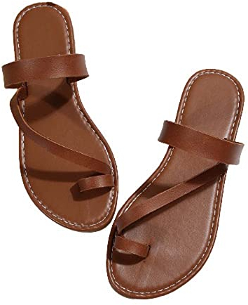 Damen Zehenring Sandalen Sale Frauen Flache Zehentrenner Sandaletten Flip Flops Pantoffeln Leder Sandale Strand Outdoorsandalen Sommer Wandersandale Atmungsaktive Sandals Freizeit Römersandalen