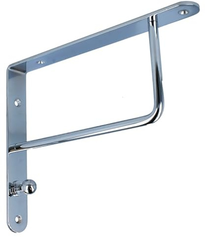 MS Beschläge Wandkonsole 250mm x 195mm Garderobenkonsole Kleiderbügelhalter Garderobenhaken Garderobenknopf Regalkonsole Regalbodenträger Regalwinkel Regalstütze (Chrom glänzend)