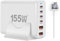 USB C 155W Fast Charging Block: 155W GAN3 charger 6 Port PD Hub charger Brick Power Adapter Compatible With iPhone, iPad, Samsung, Laptop Charger MacBook, Hp, Dell (White)