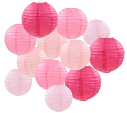 FANSU Papierlaternen Set, 12 Stück Hängende Papierlaternen Bunt Rosa, Mehrzweck Dekoration für Feier, Hochzeit, Party, Brautparty, Halloween, Valentinstag, individuelle Partys und andere Themenpartys