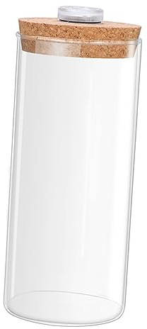 BESPORTBLE Bottiglia di Terrarium in Vetro Cilindrica con Luce LED 8x18 Cm Decorazioni per Terrari Tappo in Sughero per Giardinaggio e Decorazioni per Ufficio