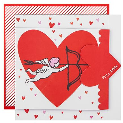 Hallmark Valentinskarte, explodierende Konfetti-Karte, Valentinstag, Amor, Bogen und Pfeil, Rot und Weiß