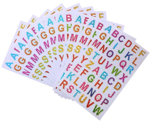 20 Blätter Buchstaben Aufkleber, Klebebuchstaben Glitzer, Buchstabenaufkleber Selbstklebende Letter Sticker für DIY Scrapbooking Dekorationskunst