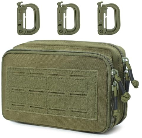 MUCHER Tactical Molle Tasche Molle Zubehör Admin Tasche Doppelte Schicht Taktische Tasche EDC Utility Beutel Erste Hilfe Hüfttaschen Reiseapotheke mit 3 Karabiner für Outdoor Wandern Jagdcamping