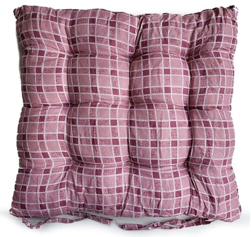 Galette de chaise pour salle à manger, jardin, cuisine, carreaux (1, vieux rose)