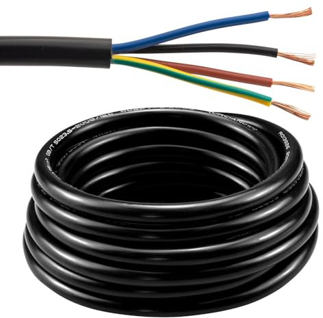 Urcianow Cavo elettrico RVV 4 x 0,75 mm², 7 metri, 18 AWG 300/500 V, 7,5 A, per sistemi di allarme antifurto, citofono, filo morbido in PVC con 38 fili rame privo di ossigeno
