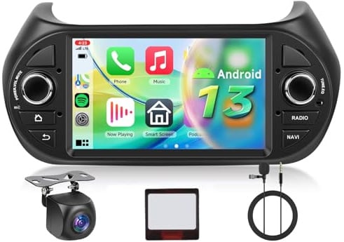 【4+64G】 Hodozzy Carplay Autoradio für FIAT Fiorino/Qubo/Peugeot Bipper/Citroen Nemo mit GPS/WiFi, FIAT Autoradio 7 Zoll 2 Din Bluetooth mit Android Auto/32 EQ/FM/RDS/SWC/USB+Rückfahrkamera