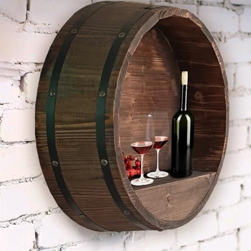 Whiskey-Fass-Regal, Vintage-Weinregal, Wandmontage, dekoratives halbes Fass für Weinbar und Heimdekoration