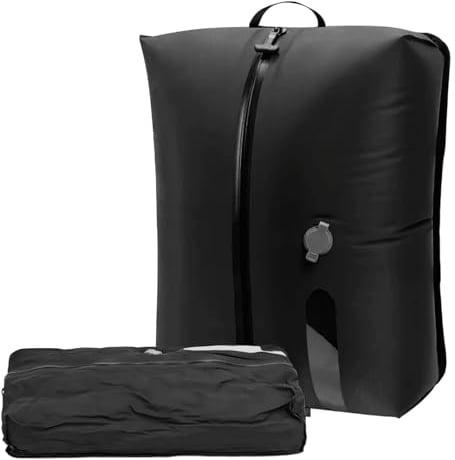 16 l TPU-vakuumkomprimeringspåse, återanvändbar, med lufttät ventil, reseorganizer i nylon, för resor och camping, svart