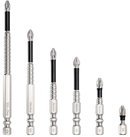 Kongkee High Magnetic Screwdriver Bit Set, 6 Pcs Strong Anti-Slip Screwdriver Bits, K5 Impact Resistant Non Slip Bit, Anti Slip bits with Electric Drill and Driver Tools