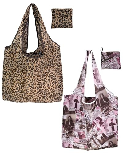 FUGLUS 2Pcs Einkaufstasche Faltbar, Einkaufsbeutel Stoff Wiederverwendbare, Mehrwegtasche Umweltfreundlich Faltbare Tasche Leichte Schnelltrocknend für Einkauf Reise Ausflug, Groß