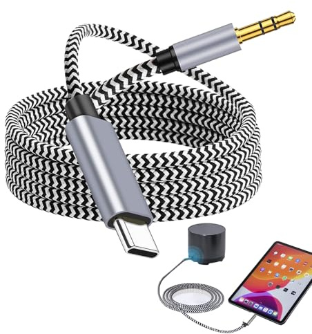 afhgdjr Cable USB C a Aux 1M,Cable Auxiliar Coche Tipo C,USB C a Jack de 3,5 mm de Audio Aux para iPhone 17 16 15 Serie,para Galaxy S25/S24/S23/S22/Note 20,estéreos de Coche etc