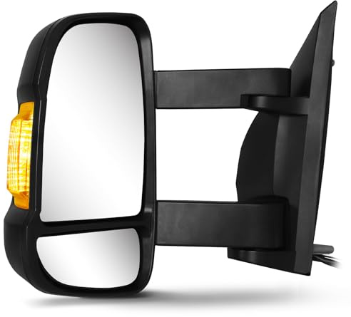 Sanooer Außenspiegel Links Fahrerseite mit langem Arm für Ducato, Boxer, Jumper 2006-2023, Movano 2022-2024, Elektrisch verstellbar, Beheizbar, mit Blinker und Temperatursensor