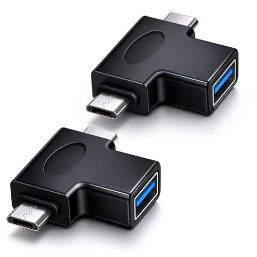 JiangZShangM 2PCS Adaptateurs OTG 2 en 1, Haute Performance, Adaptateur USB C vers USB et Adaptateur USB Micro b vers USB, Convertisseur USB 3.0 Compact en Alliage, pour Utilisateurs Mobiles
