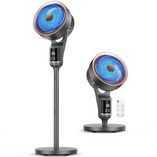 Timiyou Leiser Standventilator für Schlafzimmer, 22dB, 27m Wurfweite, 120°+120° Oszillierend, DC Motor mit 12 Stufen/3 Modi, höhenverstellbar (53-110cm), 12H Timer, Fernbedienung, 3 in 1 Design