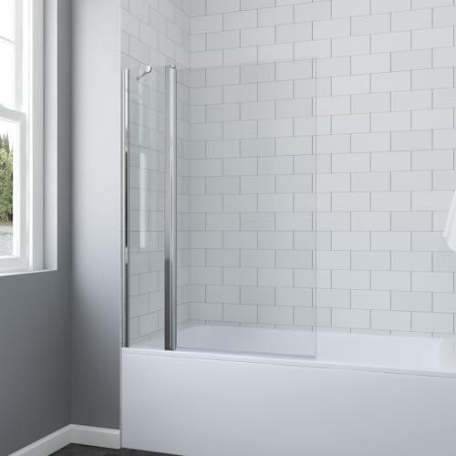 AQUABATOS Duschabtrennung Duschwand Glas für Badewanne 99 x 140 cm Badewannenaufsatz mit Festteil Duschtrennwand 2-Teilig aus Einscheiben Sicherheitsglas (ESG) klar 6 mm Chromoptik