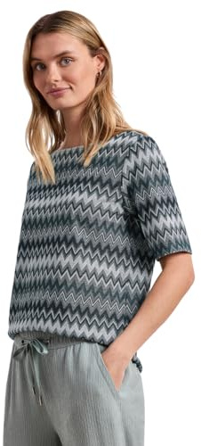 Damen T-Shirt mit Boatneck und Zick-Zack-Print