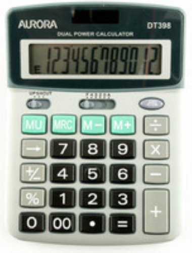 Aurora DT398 Semi Desktop Calculator (Stylish Executive Model), grey