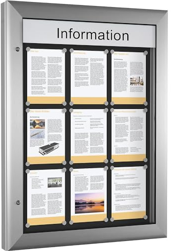 SCHAAR | Schaukasten für Innen- und Außenbereich | Hochformat | für DIN A1 | Türöffnung 180° nach rechts