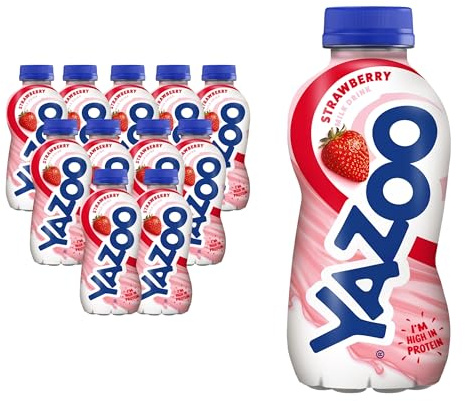 YAZOO Strawberry Milkshake Milk Drink, 300 ml (Pack of 12) | Ready-To-Drink Flavoured Milk , High in Protein and Calcium, Lunchbox, School or Office