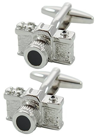 COLLAR AND CUFFS LONDON Cufflinks for Men Camera - with Box - SLR Camera - Solid Brass Metal - Perfect for Photography Lovers - Reflex Photo Film Shutter - Silver Colour - One Pair