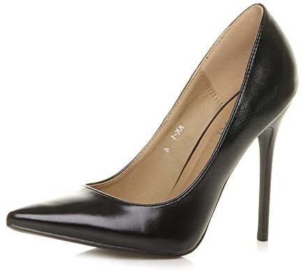 Ajvani Womens Ladies high Heel Pointed Court Smart Party Work Shoes Pumps, Black Matte, 6 UK