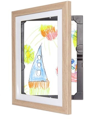 Dynamic Frames My Little DaVinci für 50 Fotos - Original patentierte A3 & A4 Bilderrahmen zum Aufstellen oder Aufhängen von Kunstwerken Ihrer Kinder (Natur A3)