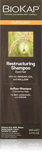 BIOKAP Aufbau Shampoo für coloriertes Haar 200ml | mit Bio Arganöl - Weidenrinde - Essenzöle von Eukalyptus - Rosmarin Extrakt - VEGAN - ohne Silikone - ohne Parabene - tierversuchsfrei