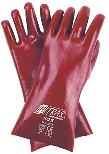 Nitras 12 Paar PVC-Handschuhe 160235 Schutzhandschuhe Handschuhe beschichtet 35 cm - Ideal für Arbeiten in Nass-, Fett- und Ölbereichen, Größe:10