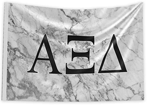 Pro-Graphx Alpha Xi Delta Griechische Sorority & Brüderschaft Flagge, offizielles Lizenzprodukt, Wandteppich, Banner, Schild, Buchstabenmuster, große Dekoration, 91 x 152 cm, weißer Marmor