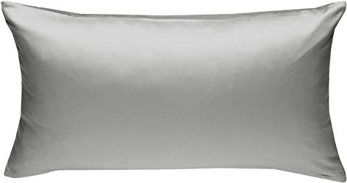 Bettwaesche-mit-Stil Mako Interlock Jersey Kissenbezug Uni/einfarbig 100% Baumwolle 40x80 cm Kissenbezug, Grau
