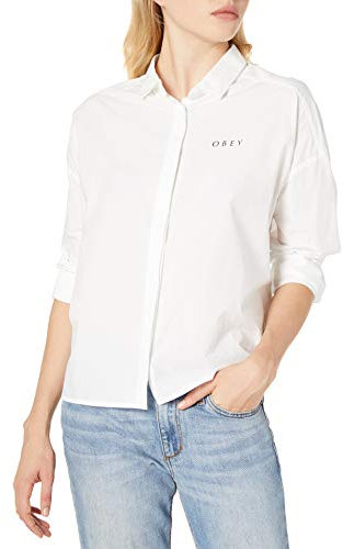 Obey Damen Wolfe Shirt Hemd, Weiß, X-Groß